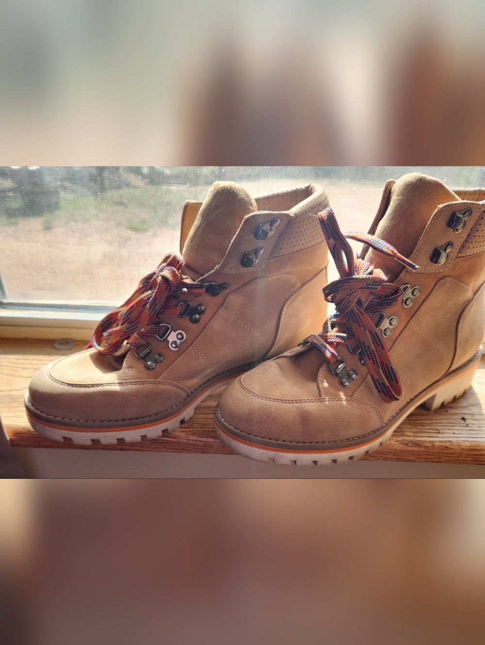 Crown Vintage Tan Suede Hiking-Inspired Lace-Up Boots